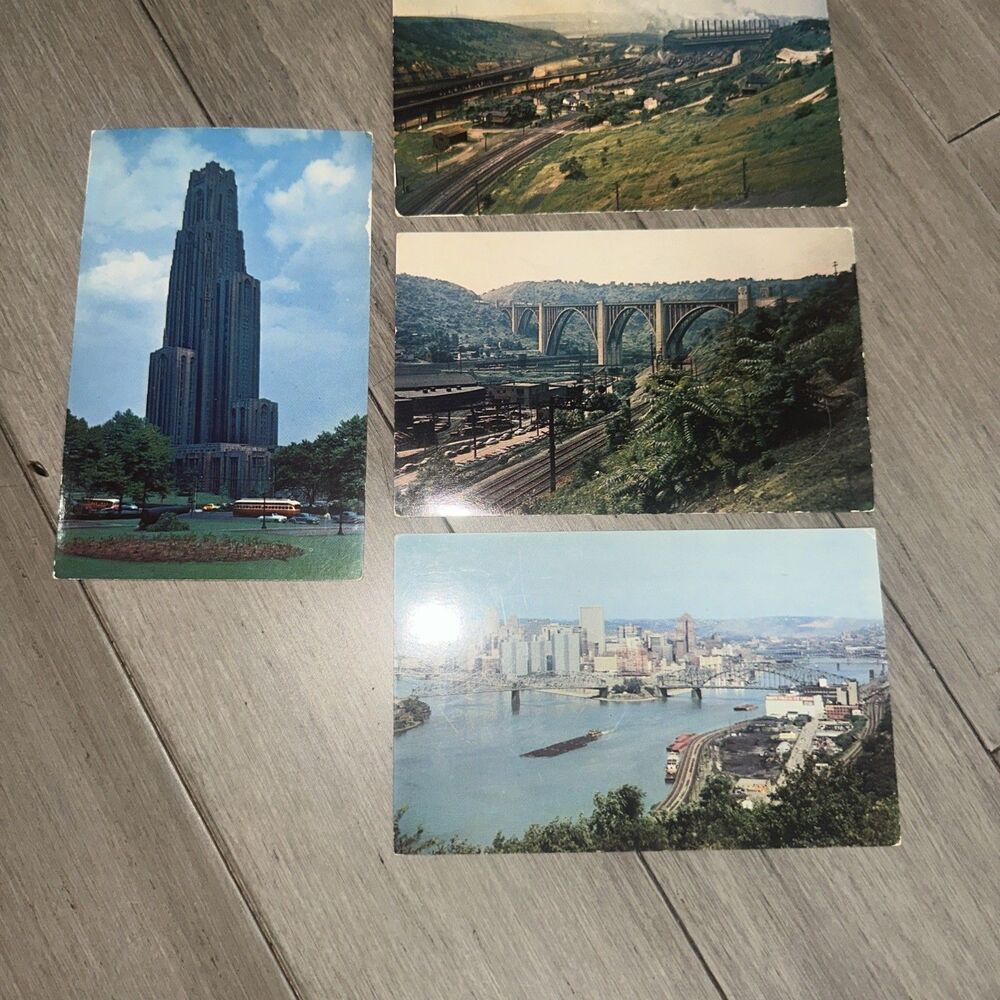 Vintage lot of four (4) original chrome-era Pittsburgh, Pennsylvania postcards.
